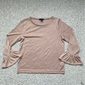 JCrew Metallic Rose gold Trumpet sleeve Ruffle sleeve Dressy